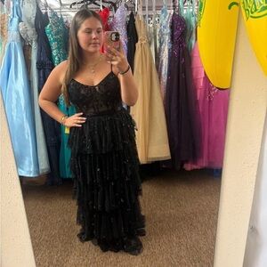 Source Unknown Black Layered Prom Dress